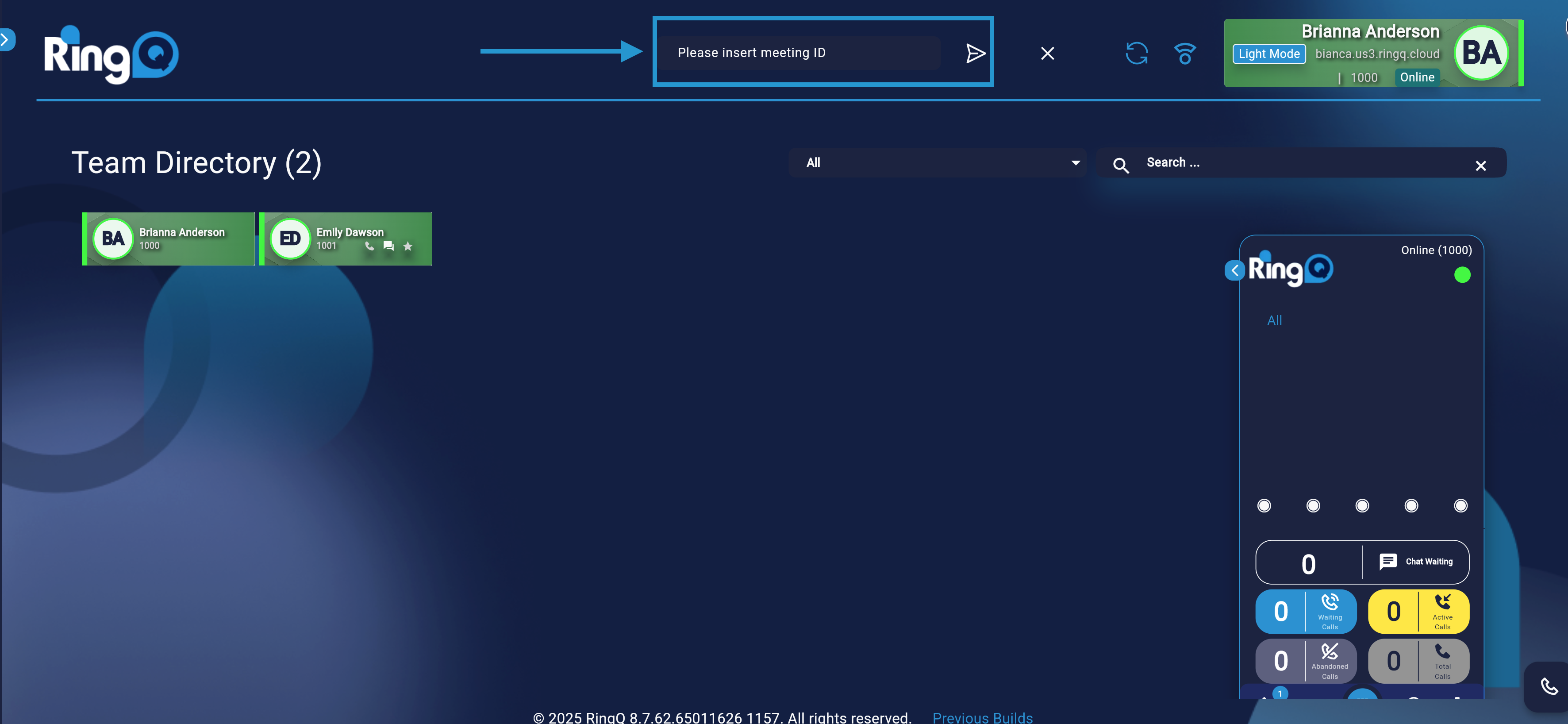 Enter your RingQ Meet meeting ID
